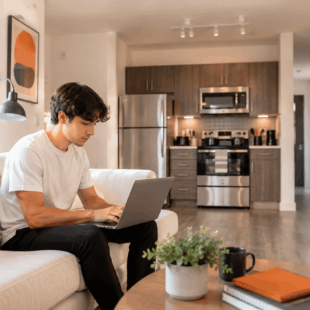 Student reviewing apartment for Are Utilities Usually Included in Student Housing?