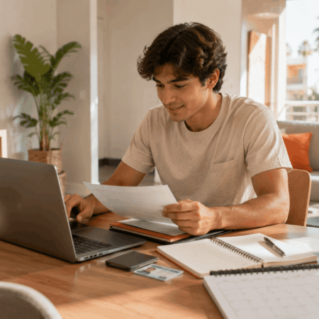 Student completing a Student Housing Application Checklist